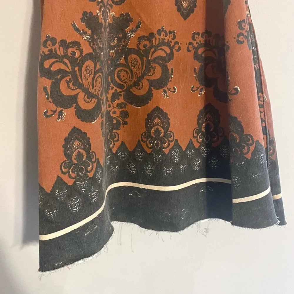 NEW RARE Free People Just Float On Printed Flare Jeans Size 25 Rust Combo - Picture 9 of 16